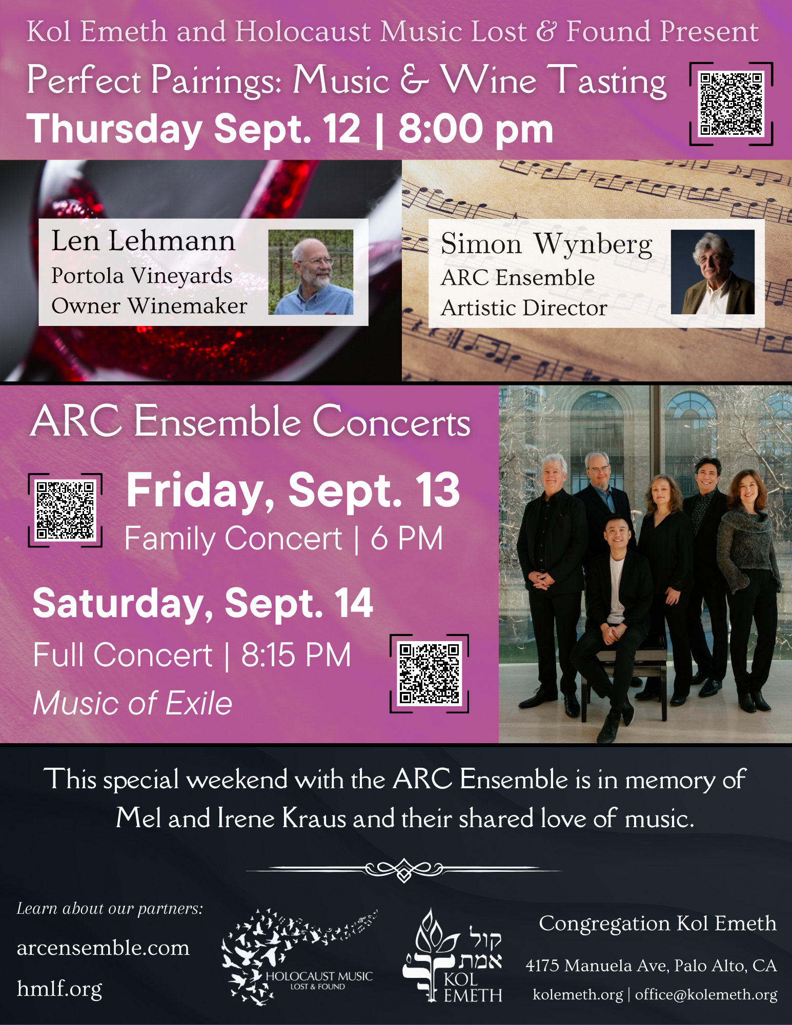 flyer for Weekend with ARC Ensemble event