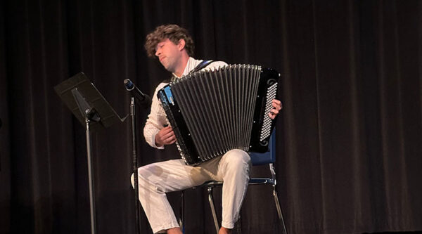 Polish Chamber Musicians' Association member playing classical accordion
